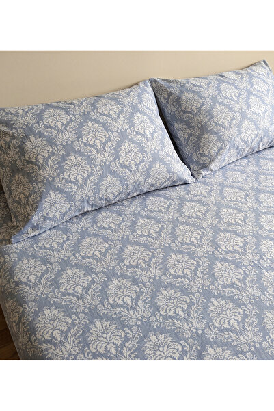 femmstore Set rochie dubla Ranforce Battal - Damasc albastru, 180x200 cm, ela...