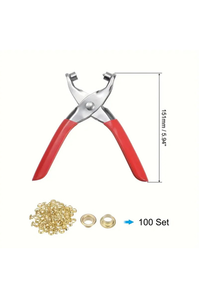 Choice Red Grommet Eyelet Plier Set, Eyelet Hole Punch Pliers Kit With 100 Me...