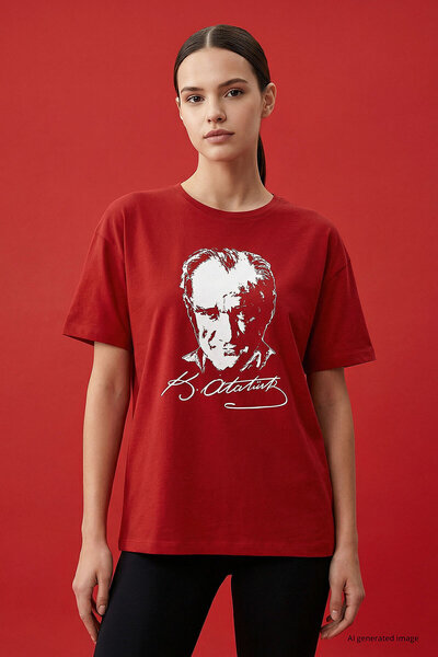 TOMMY LIFE Red Moon Star Printed Unisex T-Shirt - 88510