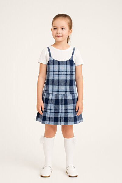 NOBLEKIDS Girl's Strappy Plaid Dress Blue