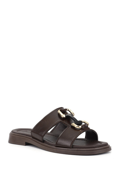 GÖNDERİ(R) Women's Brown Buckle Casual Slippers
