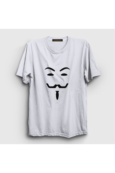 Presmono Unisex bela maska iz filma V za Vendetu T-shirt 255790tt