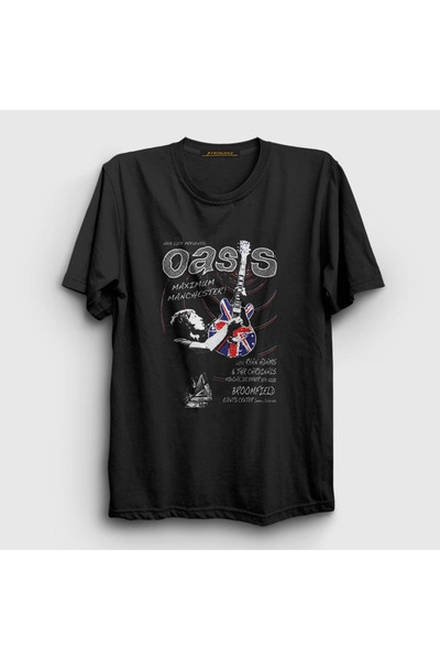 Presmono Unisex Black Guitar Oasis T-shirt100110tt