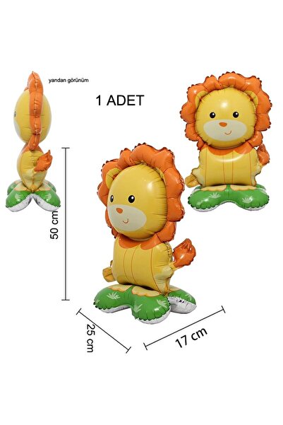 partidolu Aslan Şekilli Orman Hayvanları 3D Süpershape Folyo Balon 1 Adet 50x...