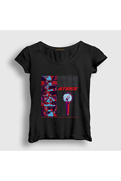 Presmono Women's Black Band 8 Makes One Team Ateez T-Shirt 606253Tt