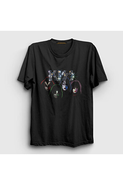 Presmono Unisex crni sjajni poljubac T-shirt 91773tt