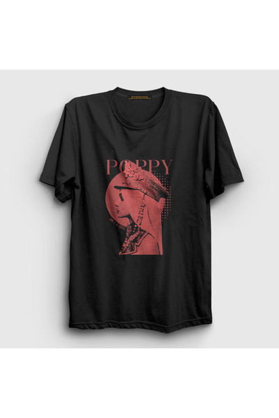 Presmono Unisex Black Am I a Girl Poppy T-Shirt 585973Tt