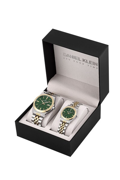 Daniel Klein Dial Green Strap Gold Silver Color Gift Packaged Lover Couple Wr...