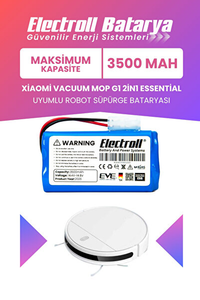 ELECTROLL Xiaomi Vacuum Mop G1 2in1 Essential Batarya (MAKSİMUM KAPASİTE) 350...