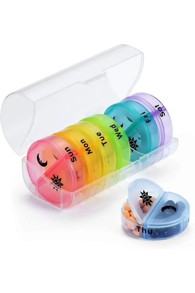 Choice1 Transparent-Colorful Travel Portable Pill Box Colorful Upgraded Weekl...