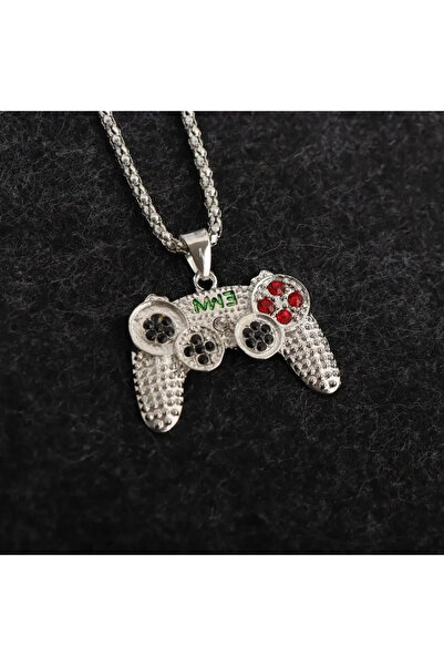 Choice Silver Hip Hop Black Gold Plated Crystal Game Controller Pendant Neckl...