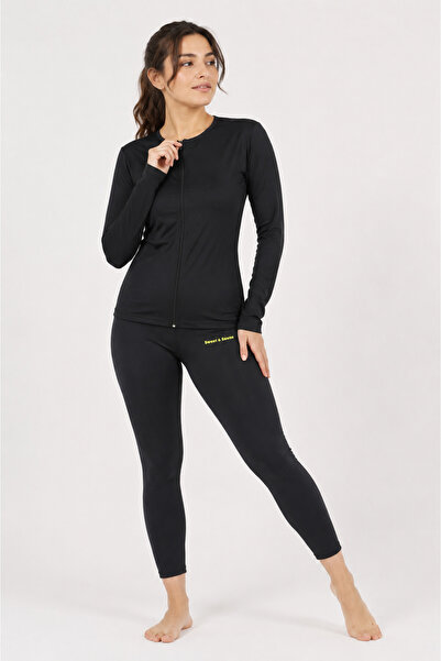 Sweet Sauna Enboy Flexible Unisex Black Thermal Tights and Zippered Long Slee...