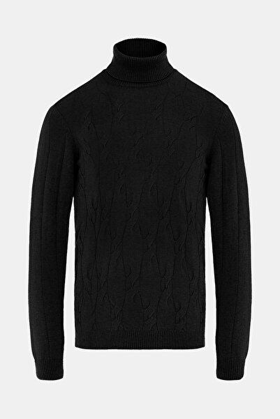 W Collection SİYAH BALIKÇI YAKA UZUN KOLLU KAZAK
