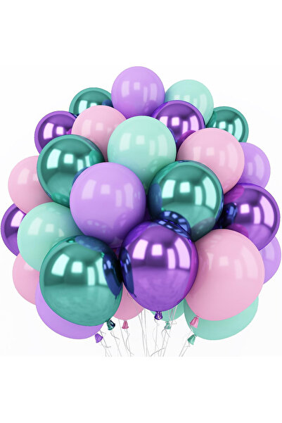 Choice O 10inch HG9137 62PCS Mermaid Colored Balloon Metal Purple Green Latex...
