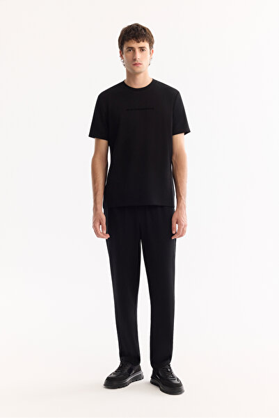 Avva Erkek Siyah Beli Lastikli Bağcıklı Kolay Ütülenen Jogger Relaxed Fit Pan...