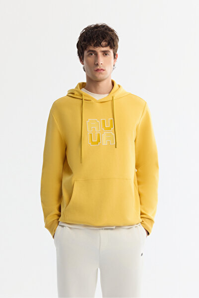 Avva Erkek Sarı Kapüşonlu Pamuklu Baskılı Elastan Regular Fit Sweatshirt A42Y...