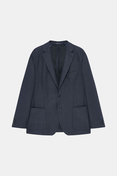 W Collection LACİVERT DÜĞMELİ KETEN YÜN CEKET