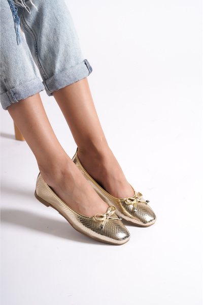 Capone Outfitters Hana Trend Bow Gold Damen-Ballerinas