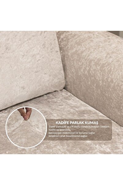Faiend Kadife 3 kişilik koltuk örtüsü Lastikli Kanepe Örtüsü | Lastikli Koltuk Örtüsü | Koltuk Kılıfı