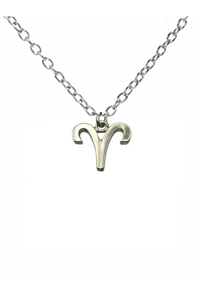 Herşey Nota Aries Zodiac Sign Symbol Necklace – 60 cm Chain, Zinc Plated Unis...