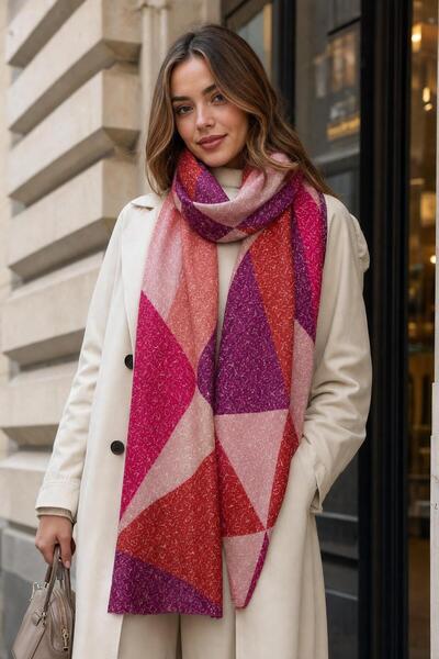 Axesoire 15090 Ethnic Patterned Gilded Purple Shawl
