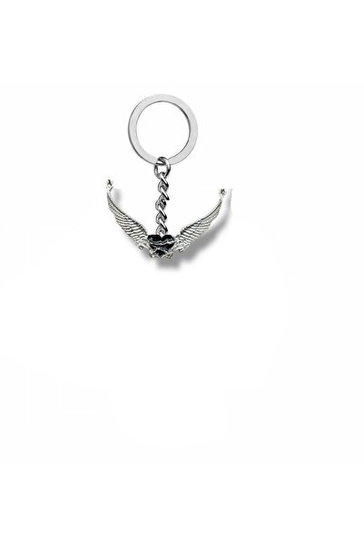 Herşey Nota Angel Wings Black Heart Figured Unisex Keychain – Mystical and St...