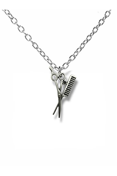 Herşey Nota Barber Necklace with Scissors and Comb Figure – Zamak Plated Unis...