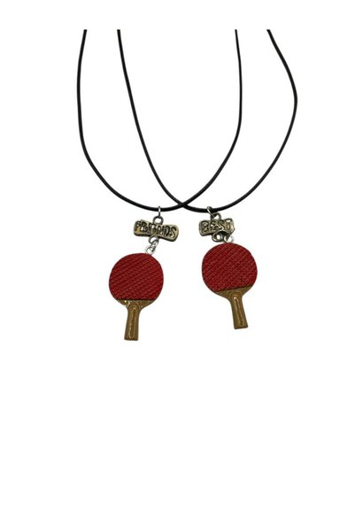 Herşey Nota Best Friends Necklace with Racket Figure – Set of 2 Sports Themed...