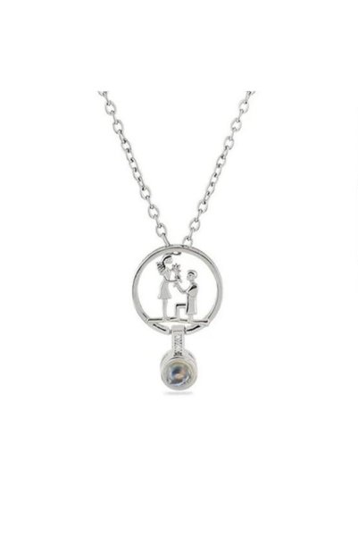 Herşey Nota Projection Zircon Stone Marriage Proposal Necklace – Stainless St...