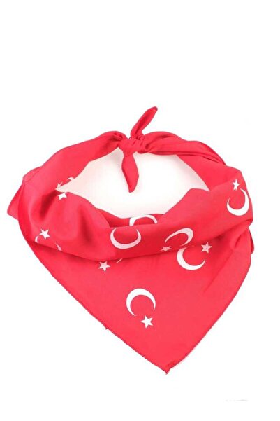 Herşey Nota Φουλάρι από βαμβακερό ύφασμα με θέμα Red Crescent Star Turish Fla...