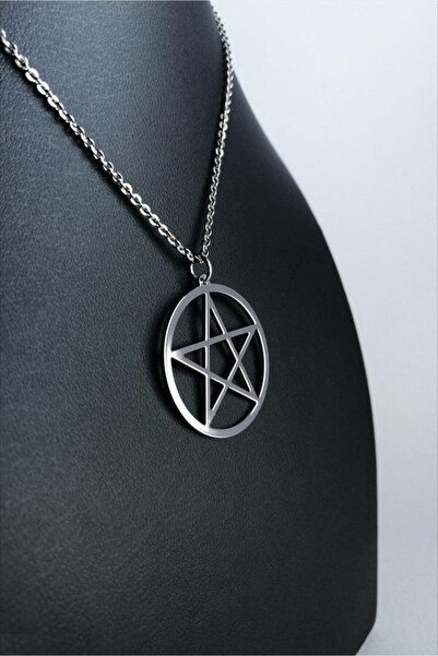 Herşey Nota Yuvarlak Pentagram Çelik Kolye