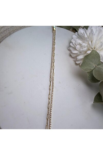 nesdesign Two Rows Tamtur Bracelet with Paperclip Chain (17 cm)