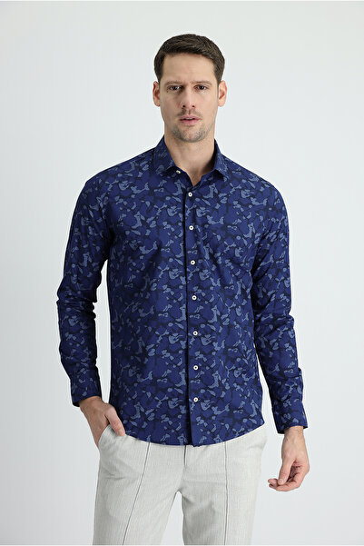 Kiğılı Long Sleeve Slim Fit Slim Fit Printed Cotton Shirt