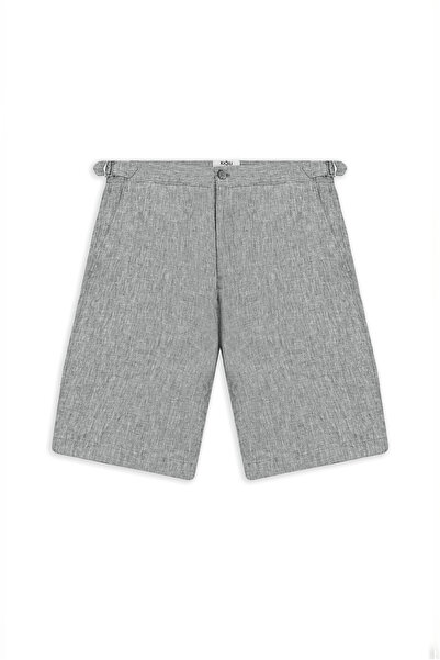 Kiğılı Regular Fit Standard Cut Buckle-Lined Linen Bermuda Shorts