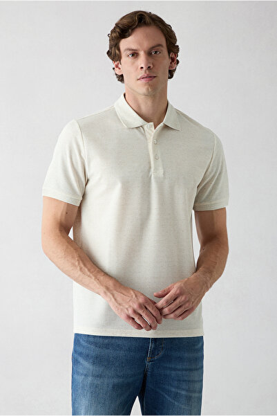Kiğılı Regular Fit Linen Blend Patterned Buttoned Polo Collar T-Shirt