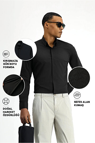 Kiğılı Techno-Line Long Sleeve Slim Fit Slim Fit Lycra Shirt