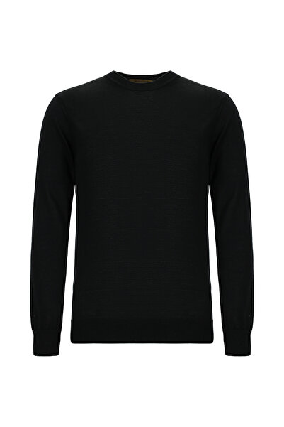 Abdullah Kiğılı Crew Neck Regular Fit Wool Pack Italian I Silk Knitwear Sweater