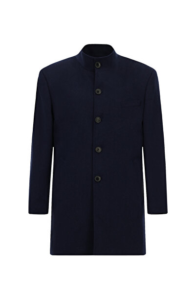 Abdullah Kiğılı Mock Neck Button Classic Cashmere Coat