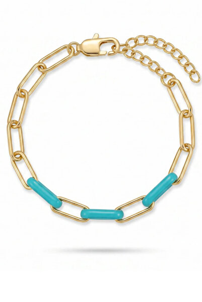 Rüzgar Alaz Turquoise Enamel Paperclip Bracelet