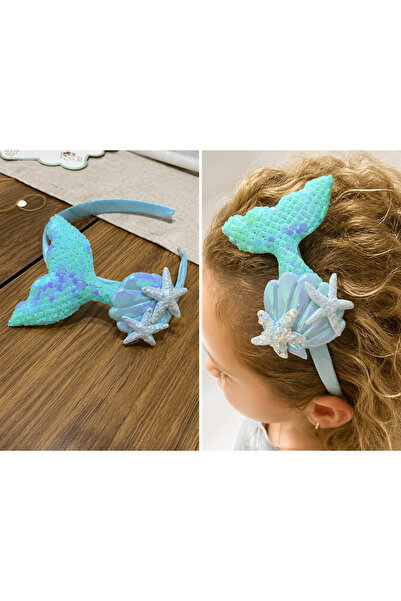 Darya Green Glittering Mermaid Tail Handmade Girls' Hair Crown – Party Birthd...
