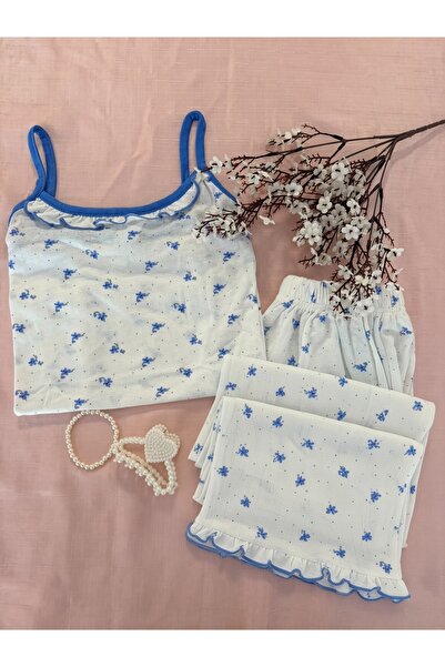 MH Moony Homewears Σετ 2 τεμαχίων Lake Blue Long Bottom Summer Pajamas