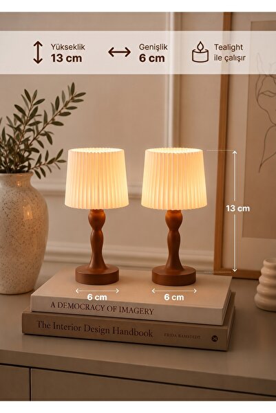 Velzade Home 2'li Dekoratif Tealight Masa Lambası Seti - Tealight HEDİYE - 13 cm