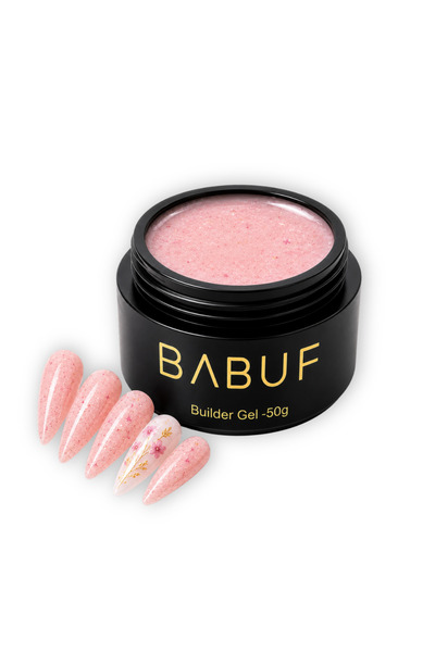 BABUF Gel construcție cu flori uscate Milky Petals, roz lăptos, 50g