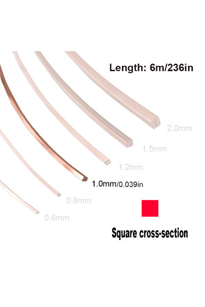 Choice 1.0mm x 6M 0.6mm 0.8mm 1mm Coppers Square Wire Environmental Protectio...