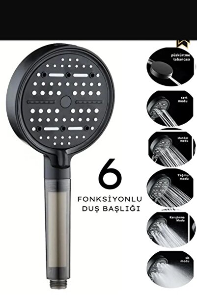 Kitchen Beauty 6 Fonksiyonlu Filtreli Duş Başlığı | Kireç Önleyici | Su Arıtı...