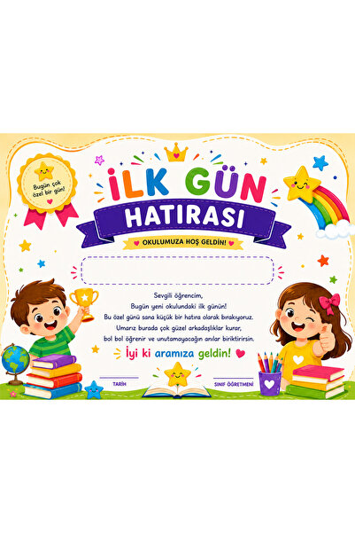 Papelia Aramıza hoşgeldin, okula yeni başlayan sertifikası 10 adet Parlak Ser...