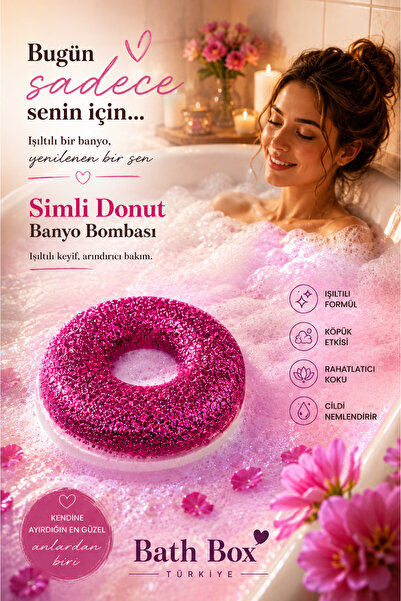 bb bath box Simli Donut Şekilli Banyo Bombası, Aromaterapi ve Cilt Bakımı İçin
