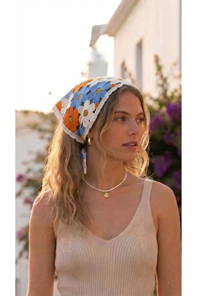 destini Women's Knitted Bandana Hair Bandana Waist Bandana Granny Square Bandana