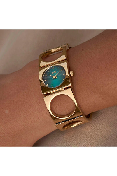 Storm Groovy V2 Gold Teal Kadın Kol Saati Altın Kaplama Paslanmaz Çelik Bilez...