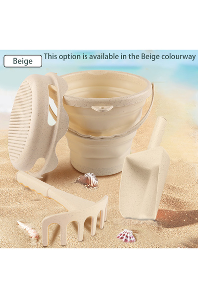 choice2 Beige Folding Bucket 4 in 1 new style 4 Piece Beach Toy Set Collapsib...